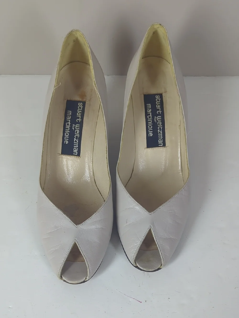 Vintage Stuart Weitzman Heels 8 Leather Sculptural Heel Minimalis - Picture 3 of 9